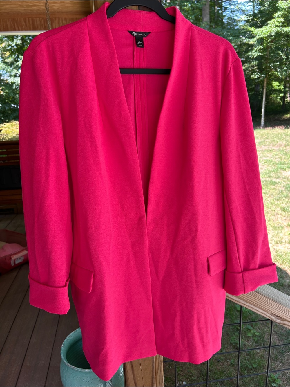 Versona Hot Pink Open-Front Blazer